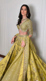 Olive Embroidered Sequence Lehenga for Mehendi ceremony