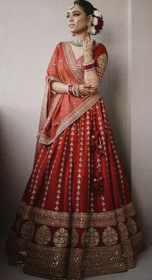 Maroon Indian Beauty Bridal Lehenga for Women