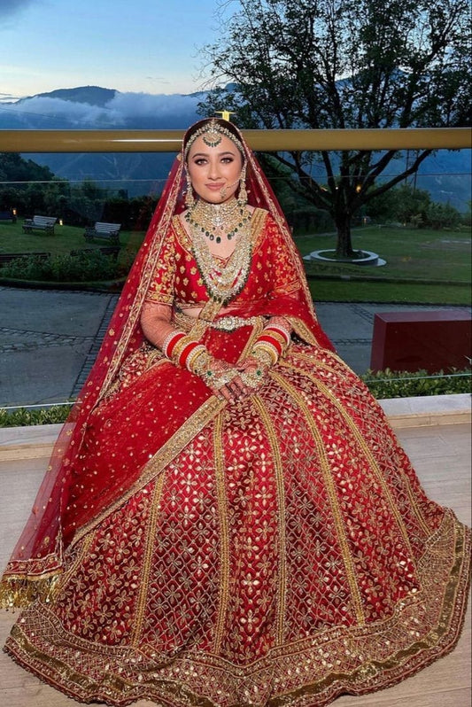 Red Traditional Beauty Bridal Lehenga for Women